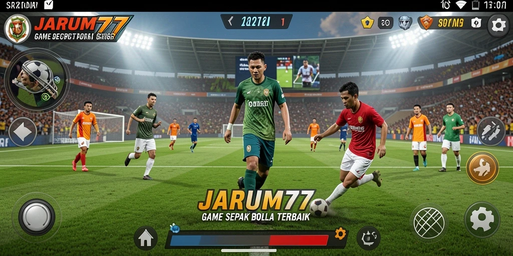 Tampilan dinamis dari pertandingan sepak bola yang menarik.