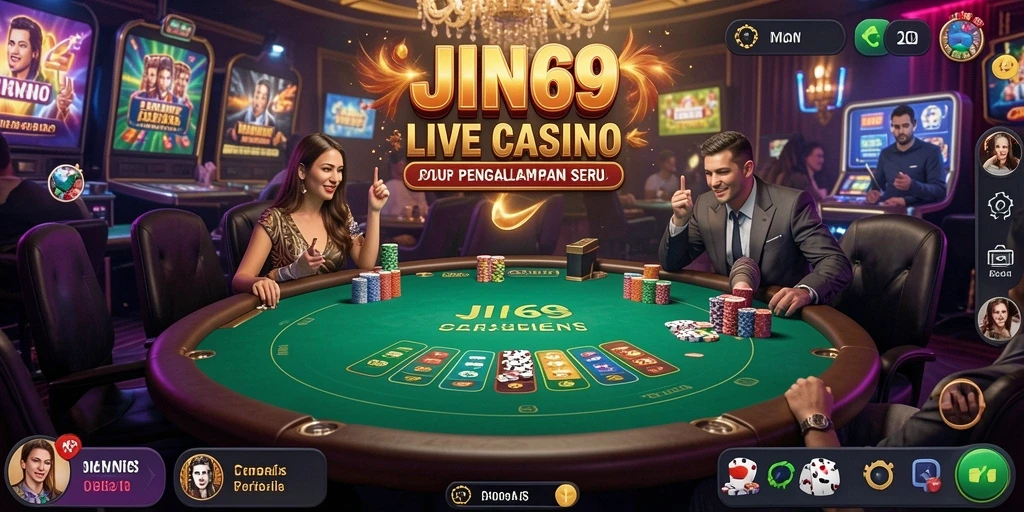 Tampilan gameplay Live Casino JIN69 dengan dealer profesional dan interaksi real-time.