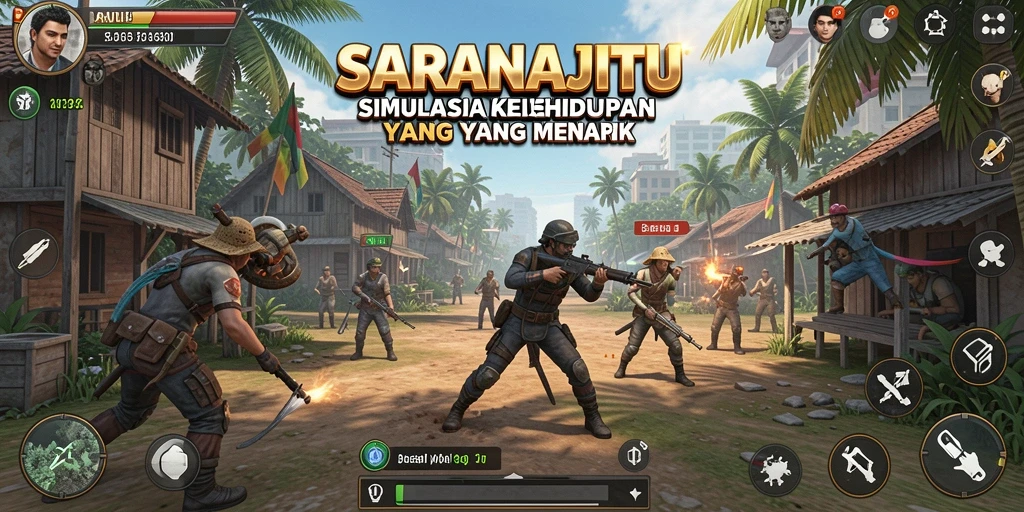 Screenshot utama SARANAJITU menampilkan gameplay yang menarik dan interaksi karakter.