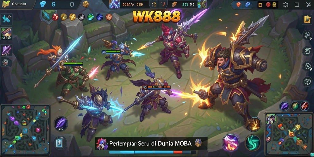 Tampilan gameplay seru di dunia MOBA WK888.